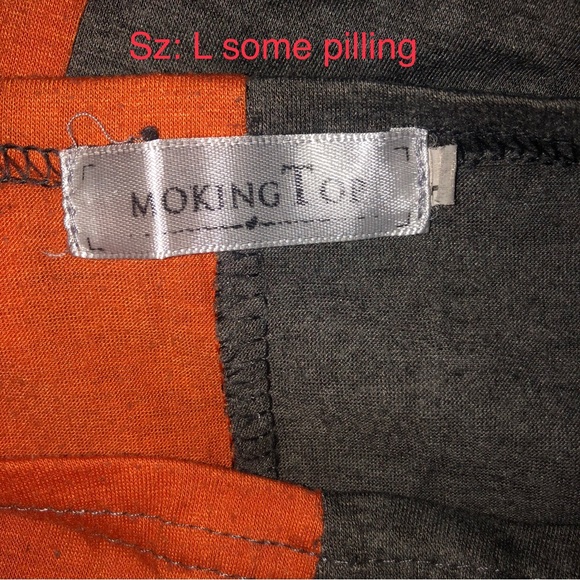 MokingTop Colorblock Dress Women Size L Gray Orange Short Sleeve GUC - Picture 3 of 3
